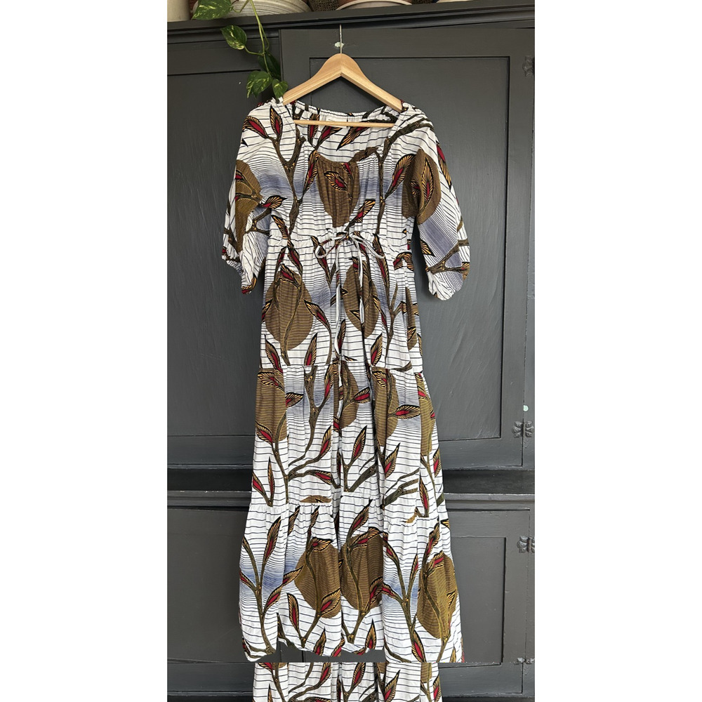 Francis + Benedict Artisan Cotton Maxi Dress Made in Togo S/M - Picture 2 of 13